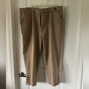 Lands' End Women's Tan Capris with Button Accents